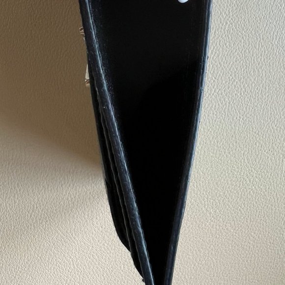 Saint Laurent Matellase Chevron Monogram Card Holder Navy - Picture 6 of 6